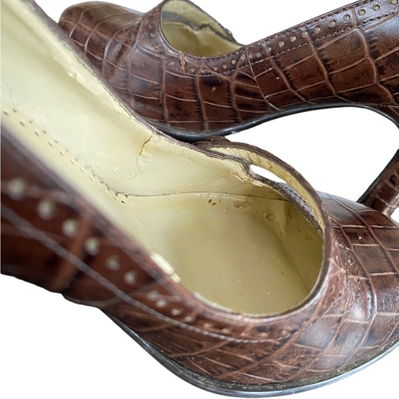 Worthington Vintage Woman’s Brown Crocodile Heels Woman’s 6.5M - Picture 10 of 16
